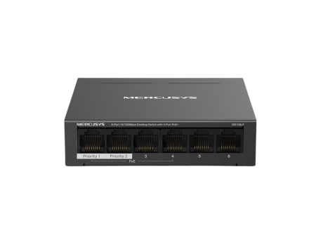 Mercusys MS106LP 6-Port 10 100Mbps Desktop Switch 4-Port PoE+ Extend and Isolation Mode 40W PoE Budget Plug and Play Supply