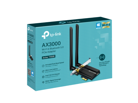 TP-Link Archer TX50E AX3000 Intel WiFi 6 Gigabit Dual Band 2.4GHz 574Mbps + 5GHz 2402Mbps Bluetooth 5.0 PCIe Internet Wireless Receiver Adapter Online