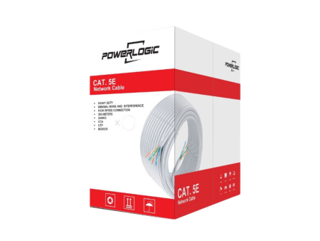 PowerLogic Cat5e Indoor 100m UTP Lan Cable Copper Clad 24AWG .45 CCA White Online now