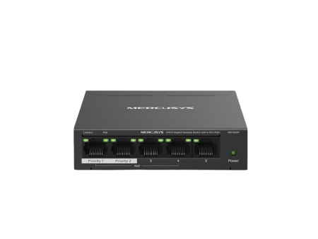 Mercusys MS105GP 5-Port Gigabit Desktop Switch 4-Port PoE+ Extend and Isolation Mode 65W PoE Budget Plug and Play Cheap