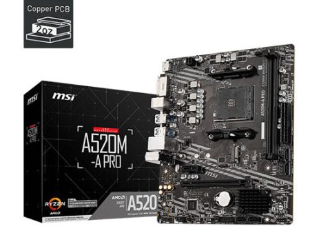 MSI A520M-A PRO mATX AM4 Motherboard - M.2 NVME Slot  HDMIDVI-D Port Online