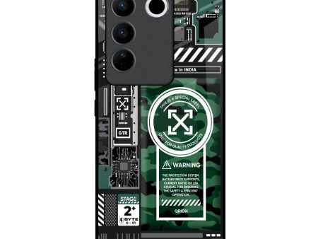 Green Camo Circuit Glass Case for Vivo V27 5G For Discount