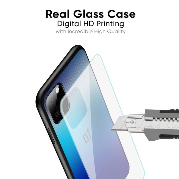 Blue Rhombus Pattern Glass Case for OnePlus Nord CE on Sale