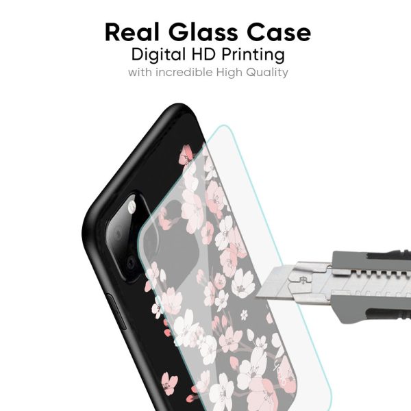 Black Cherry Blossom Glass Case for Realme 12 5G Online now