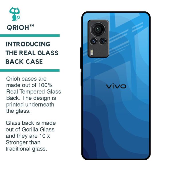 Blue Wave Abstract Glass Case for Vivo X60 PRO Online Sale