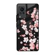 Black Cherry Blossom Glass Case for Vivo X60 PRO For Cheap