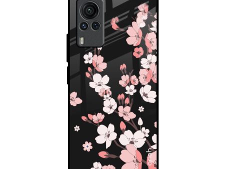 Black Cherry Blossom Glass Case for Vivo X60 PRO For Cheap