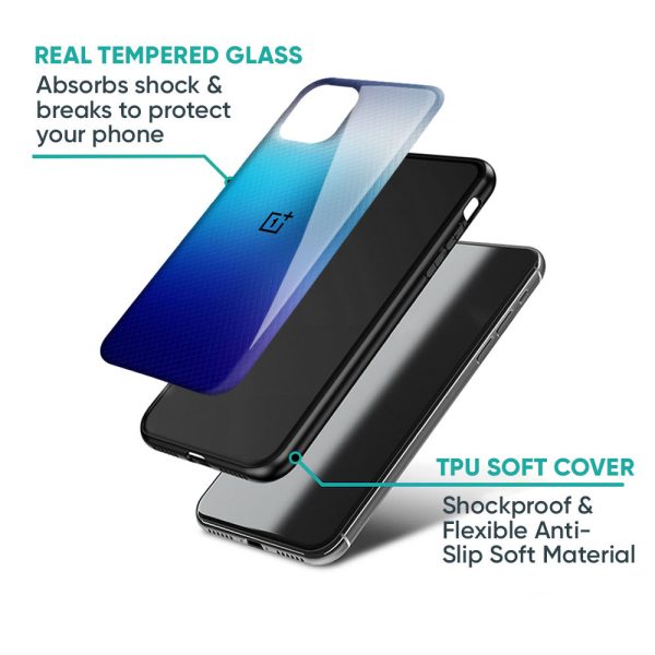 Blue Rhombus Pattern Glass Case for OnePlus Nord CE on Sale