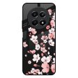 Black Cherry Blossom Glass Case for Realme 12 5G Online now