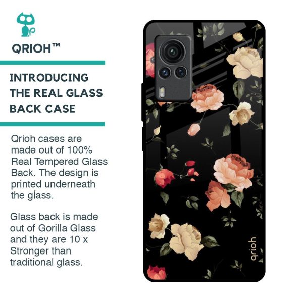 Black Spring Floral Glass Case for Vivo X60 PRO Sale