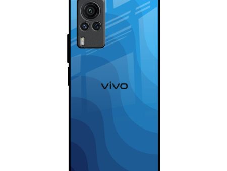 Blue Wave Abstract Glass Case for Vivo X60 PRO Online Sale