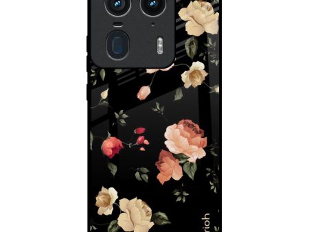 Black Spring Floral Glass Case for Motorola Edge 50 Ultra 5G For Discount