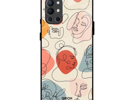 Abstract Faces Glass Case for OnePlus 9R Sale