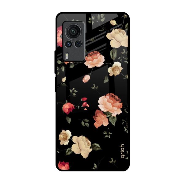 Black Spring Floral Glass Case for Vivo X60 PRO Sale