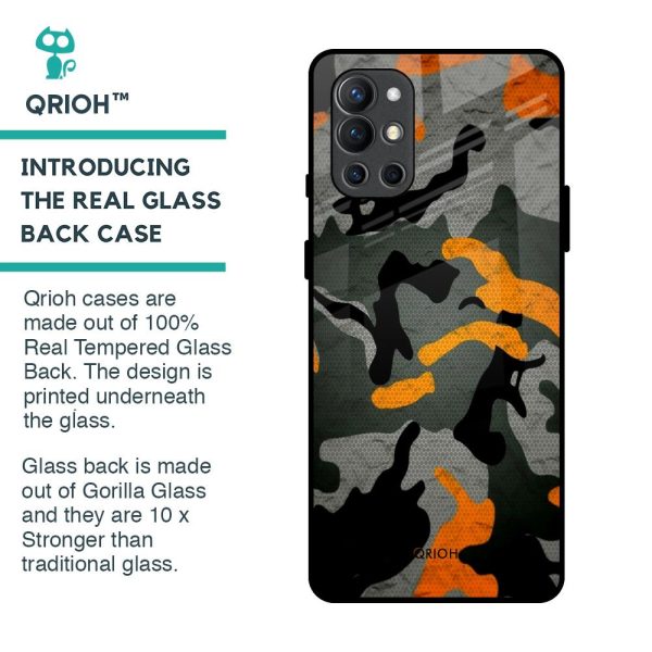 Camouflage Orange Glass Case For OnePlus 9R For Discount