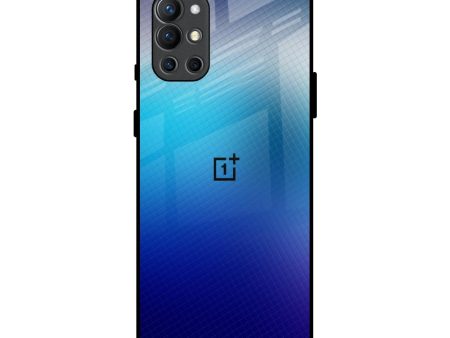 Blue Rhombus Pattern Glass Case for OnePlus 9R Cheap