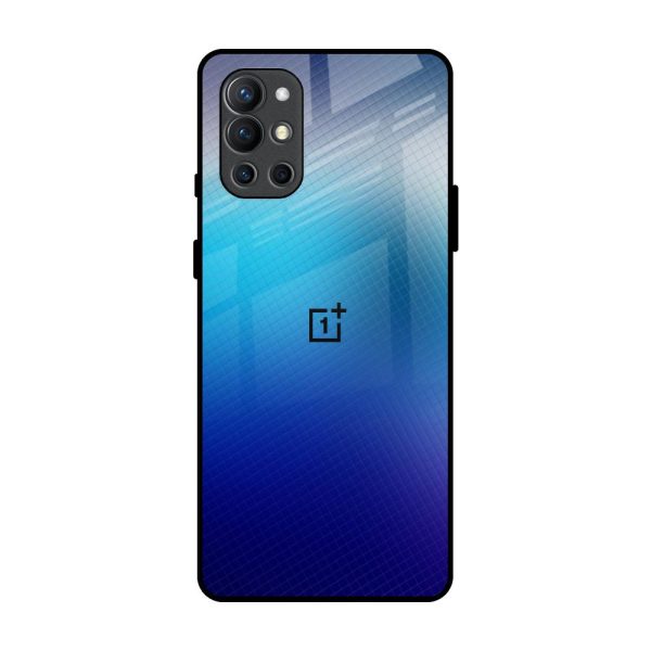 Blue Rhombus Pattern Glass Case for OnePlus 9R Cheap