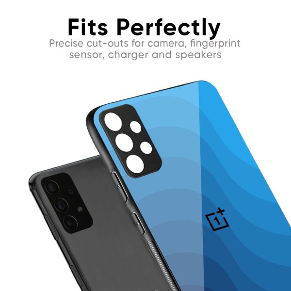 Blue Wave Abstract Glass Case for OnePlus 9R For Sale