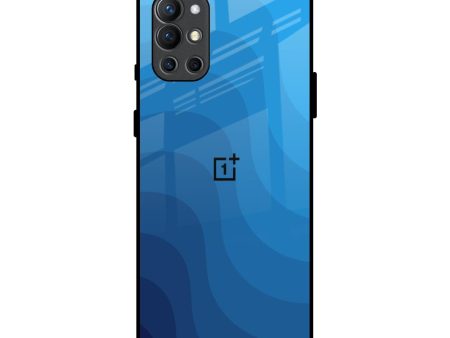 Blue Wave Abstract Glass Case for OnePlus 9R For Sale