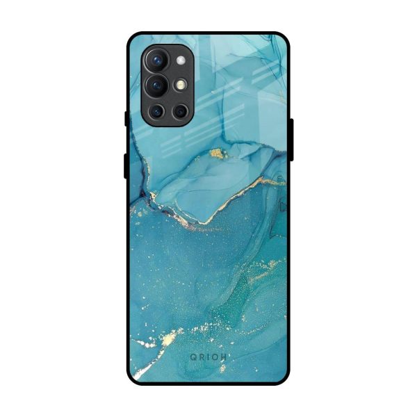 Blue Golden Glitter Glass Case for OnePlus 9R Online