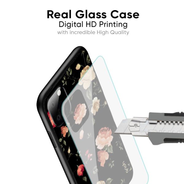 Black Spring Floral Glass Case for Motorola Edge 50 Ultra 5G For Discount