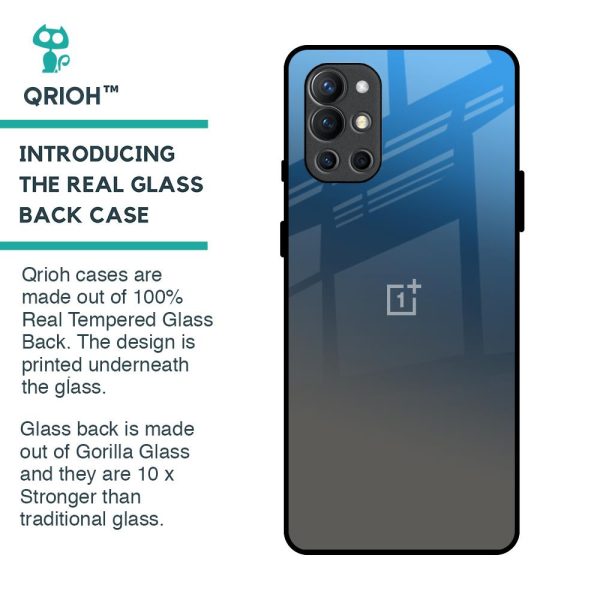 Blue Grey Ombre Glass Case for OnePlus 9R Online now