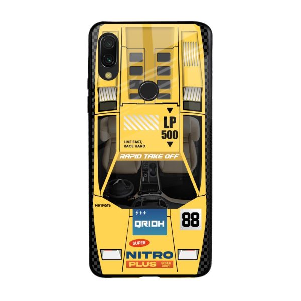 Yellow Racing Car Glass Case for Xiaomi Redmi Note 7 Pro Discount