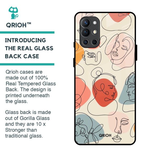 Abstract Faces Glass Case for OnePlus 9R Sale