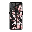 Black Cherry Blossom Glass Case for OnePlus Nord CE Online Sale