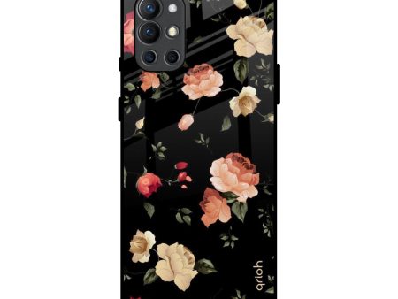 Black Spring Floral Glass Case for OnePlus 9R For Sale