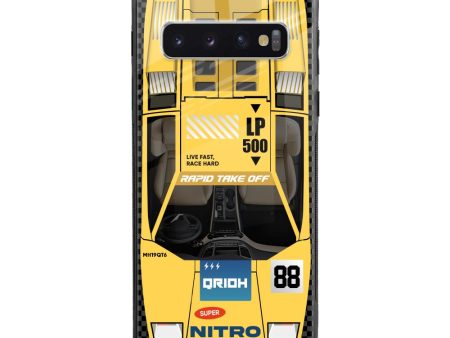 Yellow Racing Car Glass Case for Samsung Galaxy S10 Plus Online now