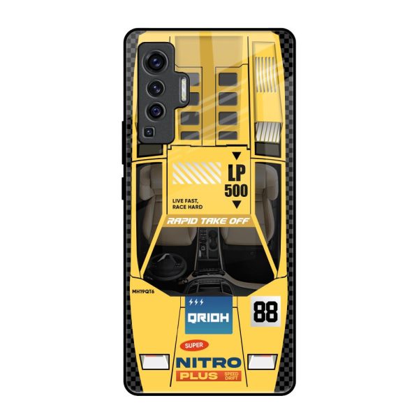 Yellow Racing Car Glass Case for Vivo X50 Online now