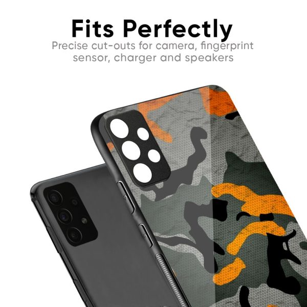 Camouflage Orange Glass Case For Redmi 12 5G Fashion