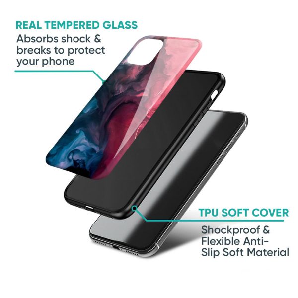 Blue & Red Smoke Glass Case for Redmi 12 5G Fashion