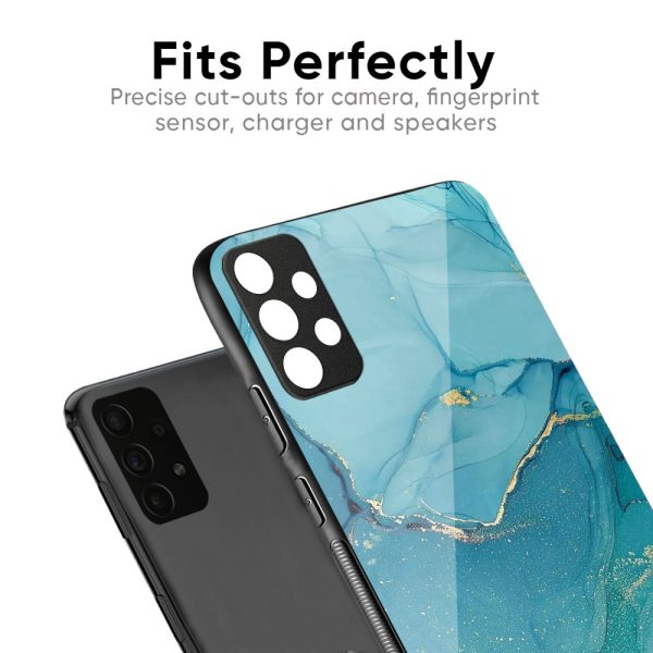 Blue Golden Glitter Glass Case for Redmi 12 5G Fashion