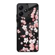 Black Cherry Blossom Glass Case for Redmi 12 5G Online Hot Sale