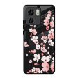 Black Cherry Blossom Glass Case for Motorola Edge 40 on Sale