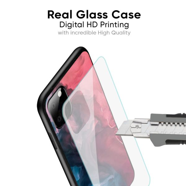 Blue & Red Smoke Glass Case for Redmi 12 5G Fashion