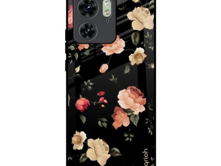 Black Spring Floral Glass Case for Motorola Edge 40 Discount