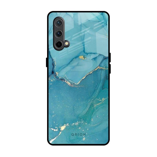 Blue Golden Glitter Glass Case for OnePlus Nord CE For Discount