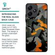 Camouflage Orange Glass Case For Redmi 12 5G Fashion