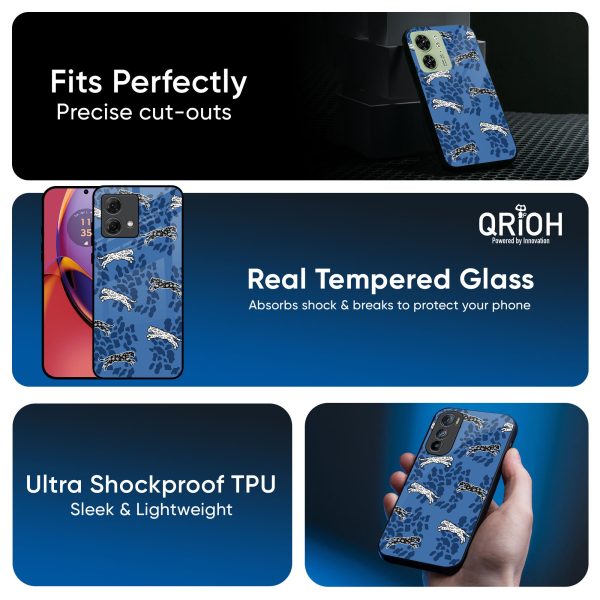 Blue Cheetah Glass Case for Motorola Edge 40 Discount