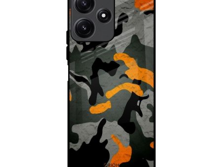 Camouflage Orange Glass Case For Redmi 12 5G Fashion